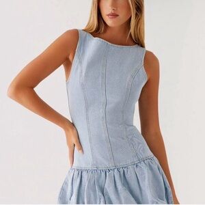 Peppermayo Light Blue Denim Mini Dress